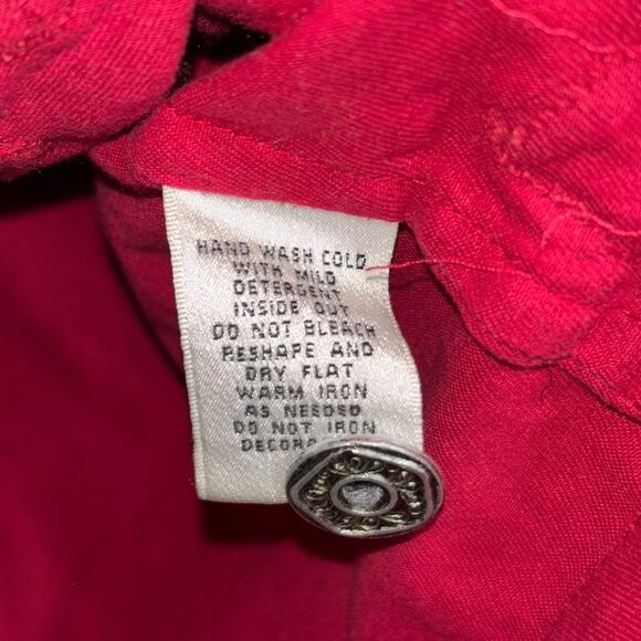 Units Woman Artsy Patchwork Jacket 2X Plus Red Raw Edge Animal Paisley Print - Picture 5 of 7